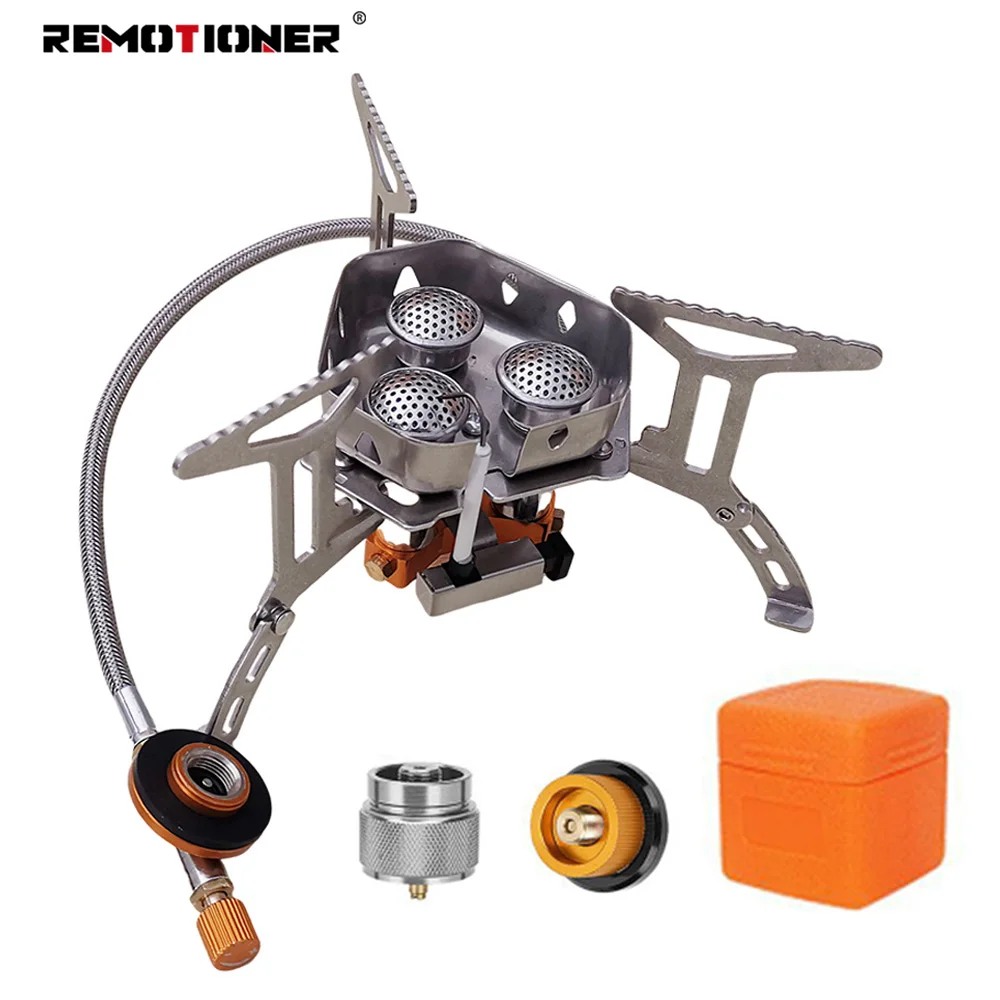 5800W Windproof 3 Burners Lightweight Small Mini Camping Gas Stove for Outdoor Cooking Picnic