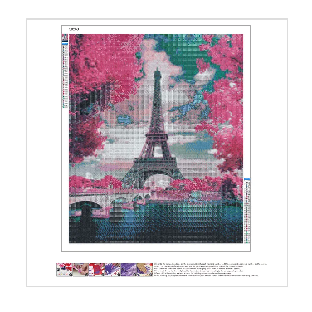 Wholesale Handmade 5D DIY Full Round Square Drill Diamond Landscape Eiffel Tower Diamond Painting Sets For Adults Kids