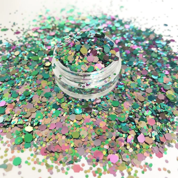 PET Polyester glitter Material and color shifting sequins for tumbler and cup