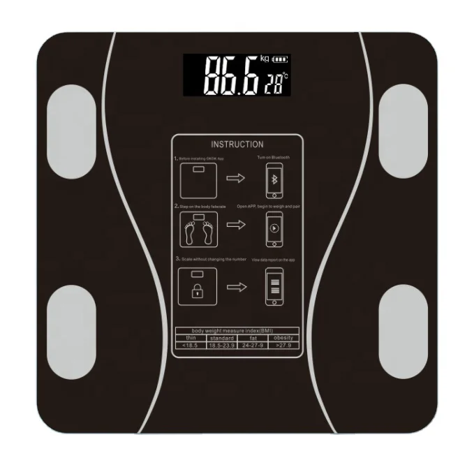 Smart White Black Bluetooth Body Fat Scale Analyzer Digital Electronic Bathroom Scale With APP
