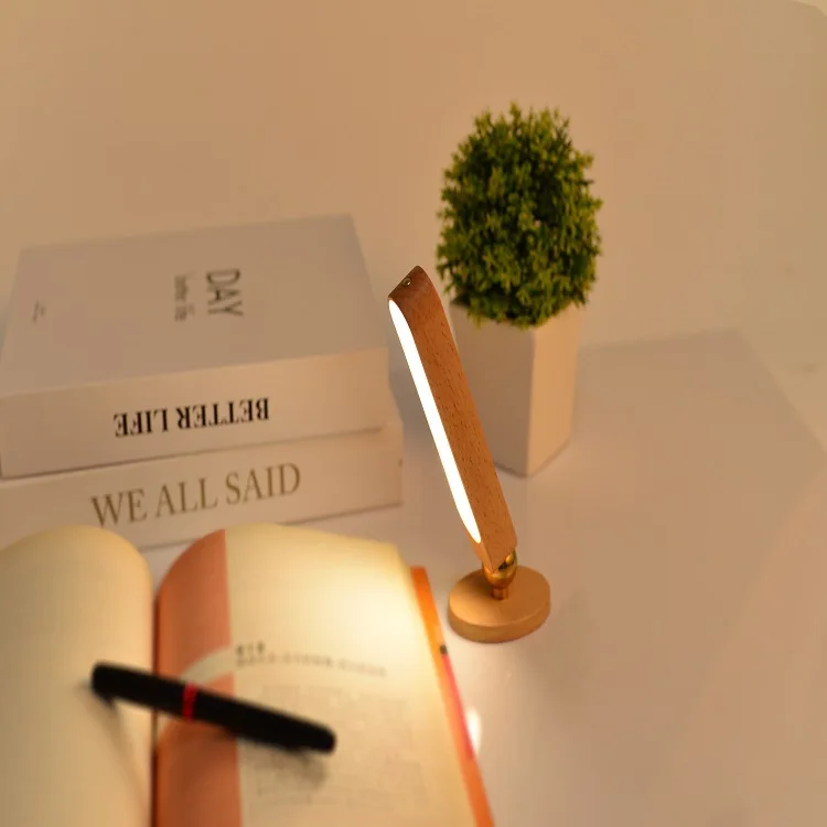 Wooden table lamp USB Rechargeable Touch Magnetic Night Light for Home Feeding Dimming Ambiance Bedside Lamps