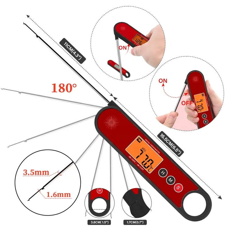 Factory Wholes Foldable Backlight Magnet Bottle Open Waterproof Digital Meat Thermometer
