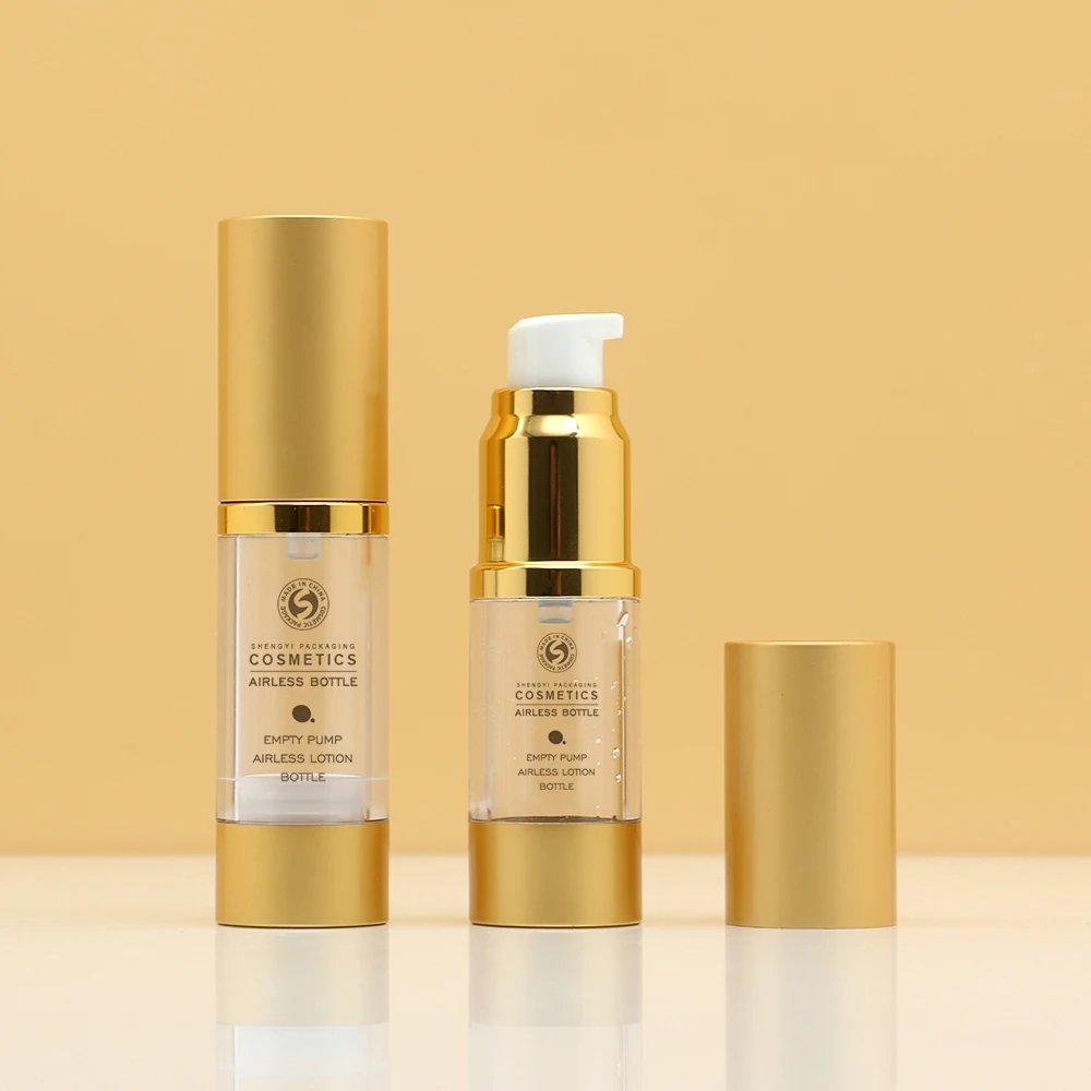 Custom silver matte gold 15ml 30ml 50ml cosmetics aluminum vacuum Airless bottle Optional spray or lotion pump