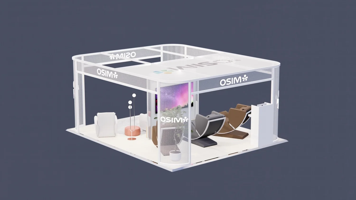 5x6M  30sqm Massage chair Pop up Retail Store at Shopping Mall Display Booth Aluminum Cloth Store Exhibition frame