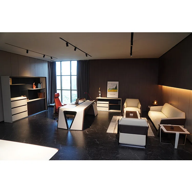 Modern Luxury Executive Table Office Furniture L Shape Modern White Office Computer Boss Desk