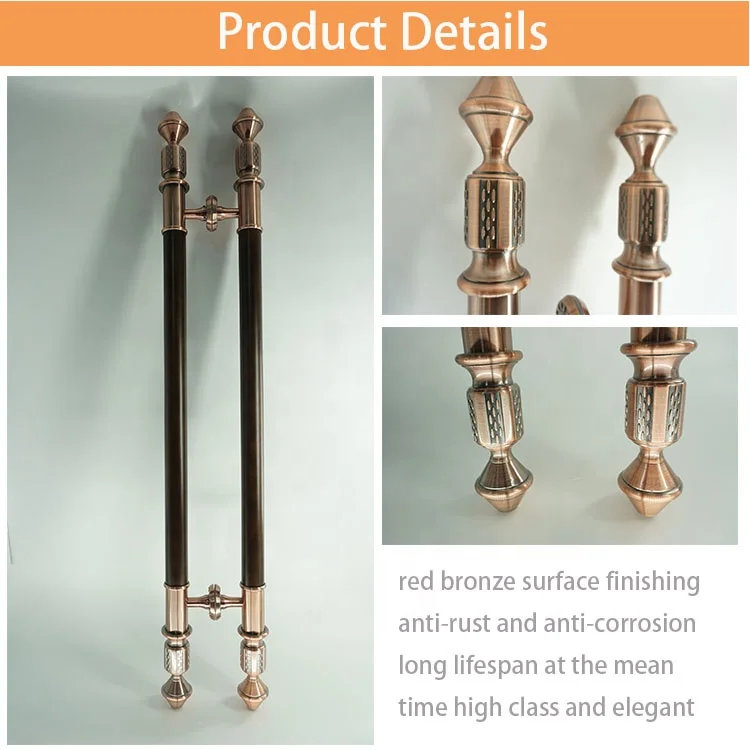 red bronze black wood vintage classical hotel villa office apartment beauty shop shopping mall glass wooden door handle pull bar