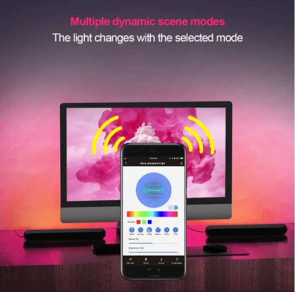 Ble DC-5V APP control rgb color changing atmosphere game room decor music disco colorful gaming light game room