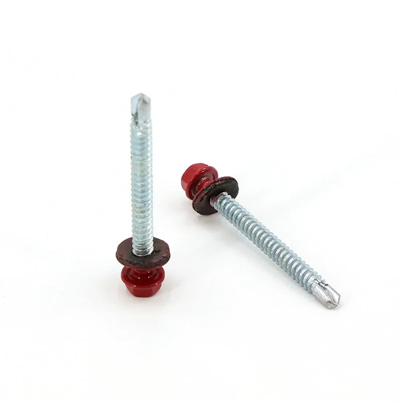 Russia market RAL 8017, 8019, 3005, 6005, 9005 Washer Head Self-Drilling screws with EPDM Washer DIN7504K