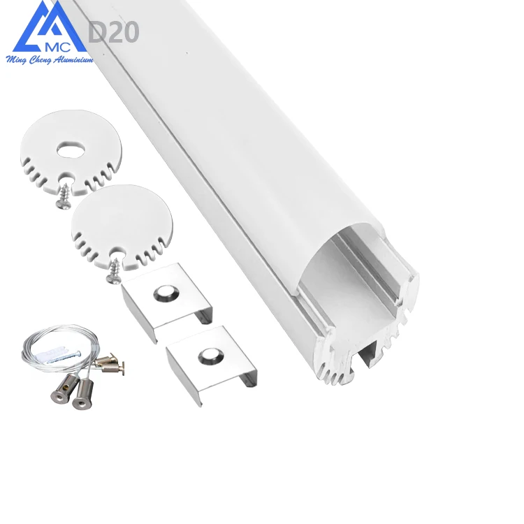Высококачественный круглый алюминиевый канал диаметром 20 мм, подвесной алюминиевый светодиодный профиль для подвесного линейного освещения