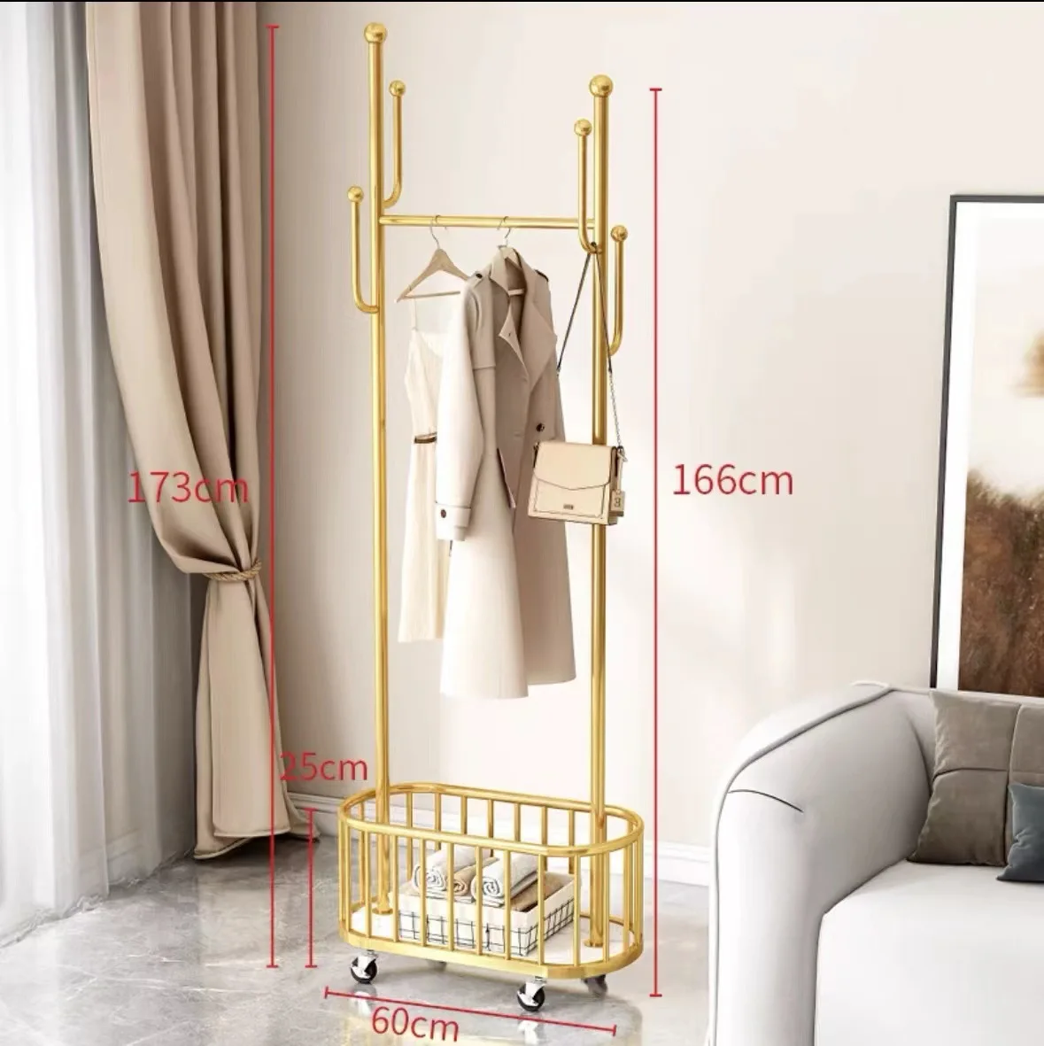 Home Light Luxury Drying Hanger Simple Clothes and Hat Rack for Bedroom Hanging Hanger Removable with Wheels