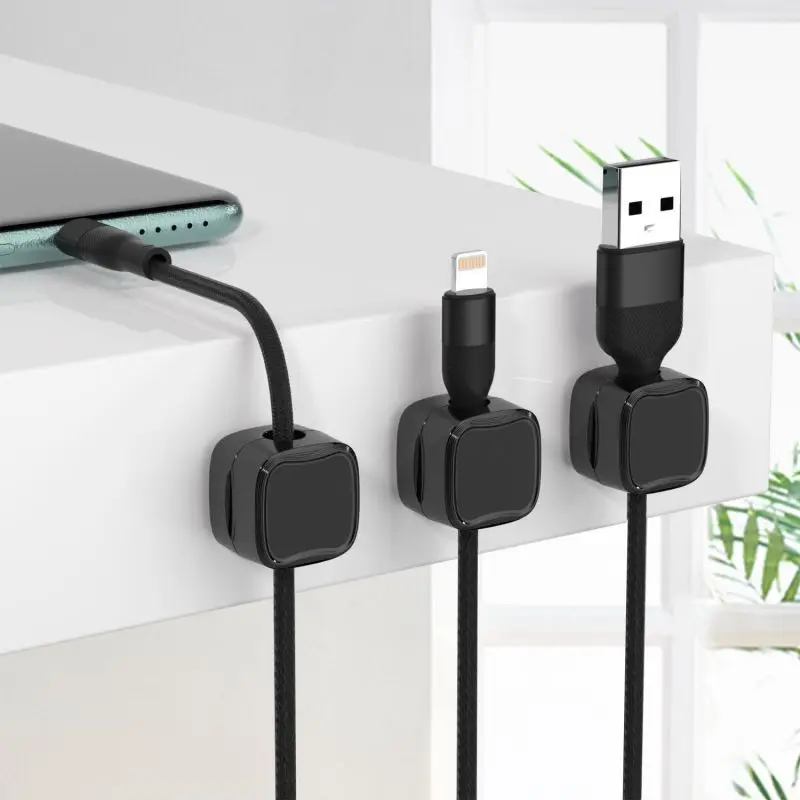 Magnetic Cable Organizer Cables Clips Adjustable Cord Holder Under Desk Cable Management Wire Keeper