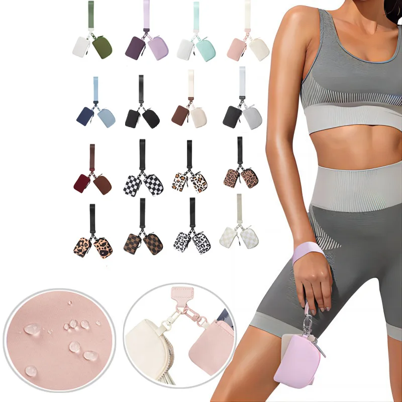 Custom Logo Pouch Wrist Band Coin Pouch Wristlet Portable Wallet Key Chain With Coin Bag Wrist Card Holder