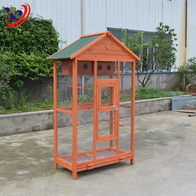 Parrot Wooden Bird Cage with Metal Tray