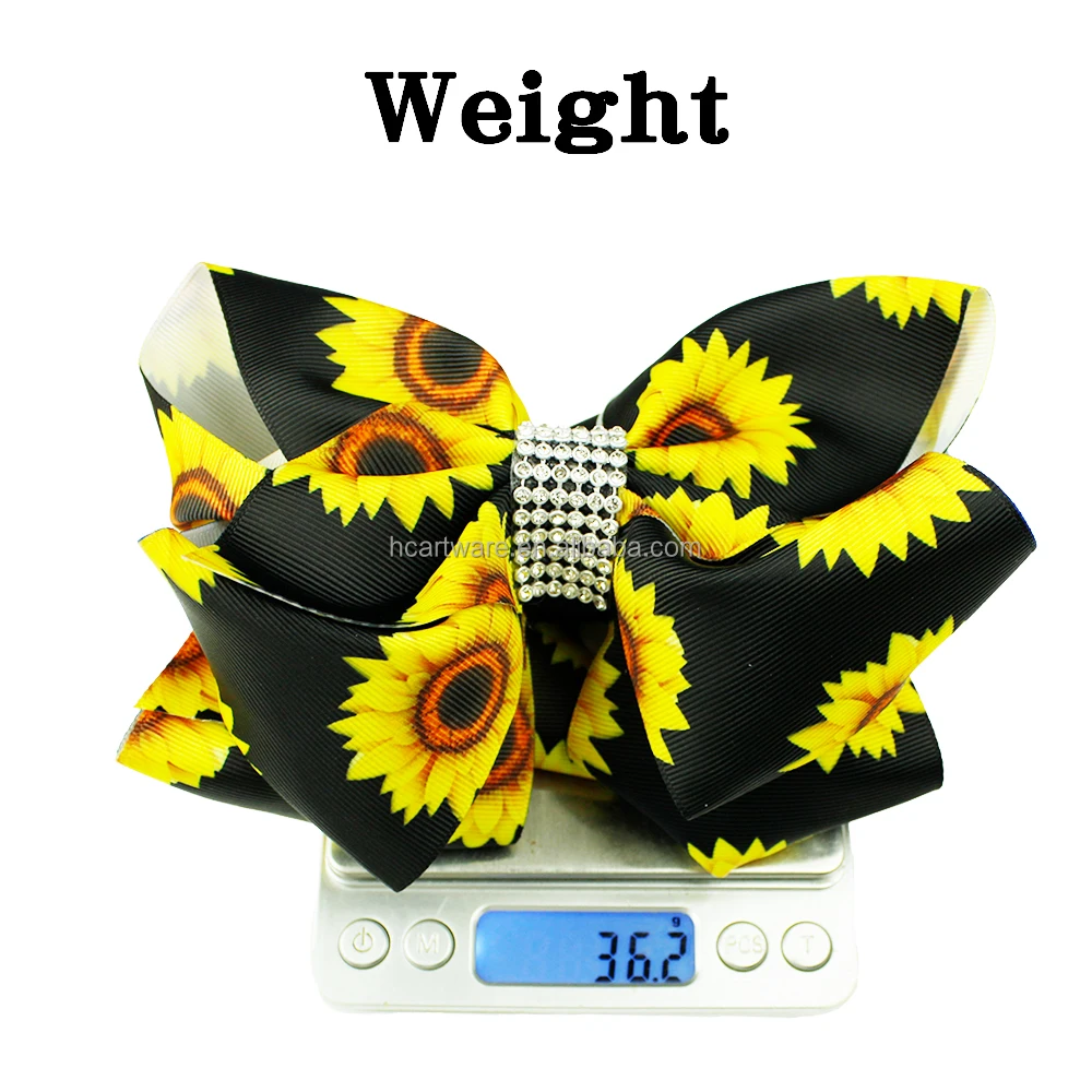 HCArtware Ins popular sunflower girl hair bow 6 cinch Boutique double-layer ribbon hand-woven hair bow for kids