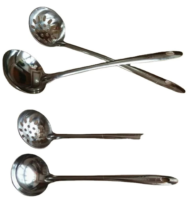 Stainless steel hot pot spoon soup spoon kitchen utensils selling porridge soup leak shell kitchenware custom logo factory price