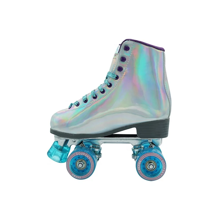 Professional four wheels inline women flashing shoes 4 wheel quad roller skate adult