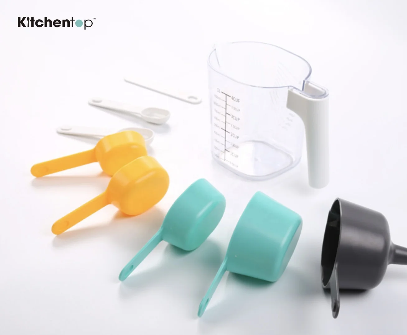 Amazon hot sell Home gadgets one-stop baking 9pcs AS and ABS material measuring cup with funnel and spatula