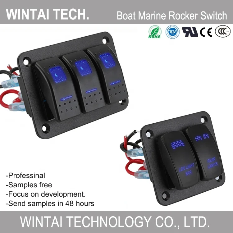 Wintai-tech Car Marine Boat 6 Gang Led Rocker Switch Panel Rocker Switch Panel Carling Rocker Switch