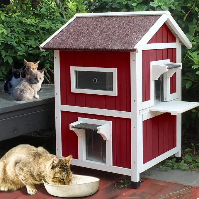 Modern Design Luxury Cat House Shelter Large Wooden Tree Dorm Villa House For Cats