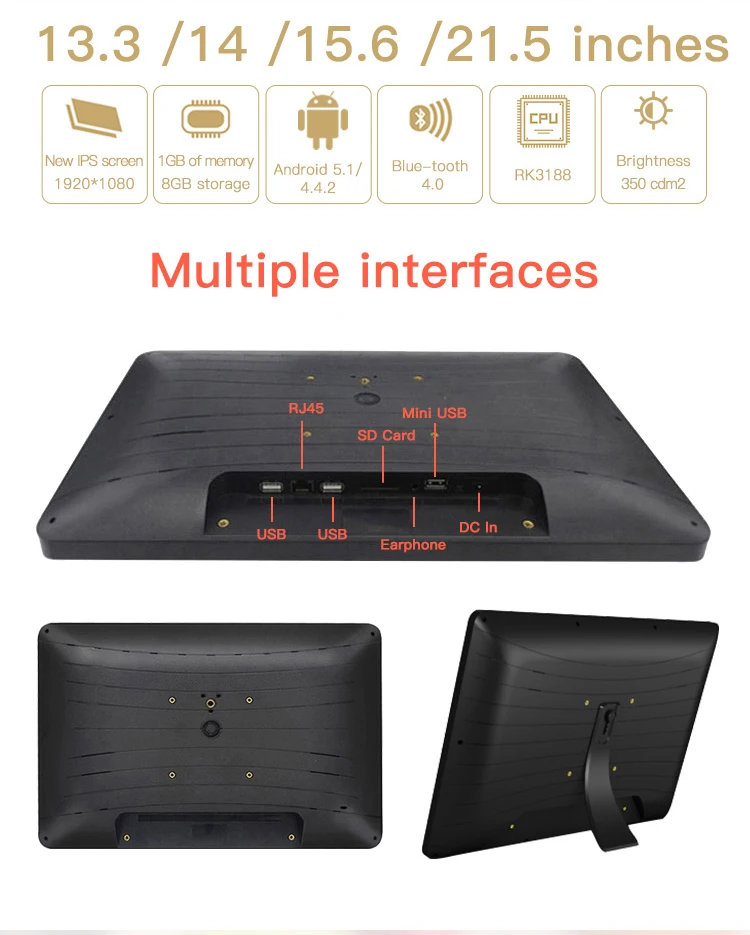 Пользовательские 10 1 13 3 14 15 6 дюймов настенный Wifi 4G GPS NFC тонкий POE сенсорный экран Встроенный Android планшет