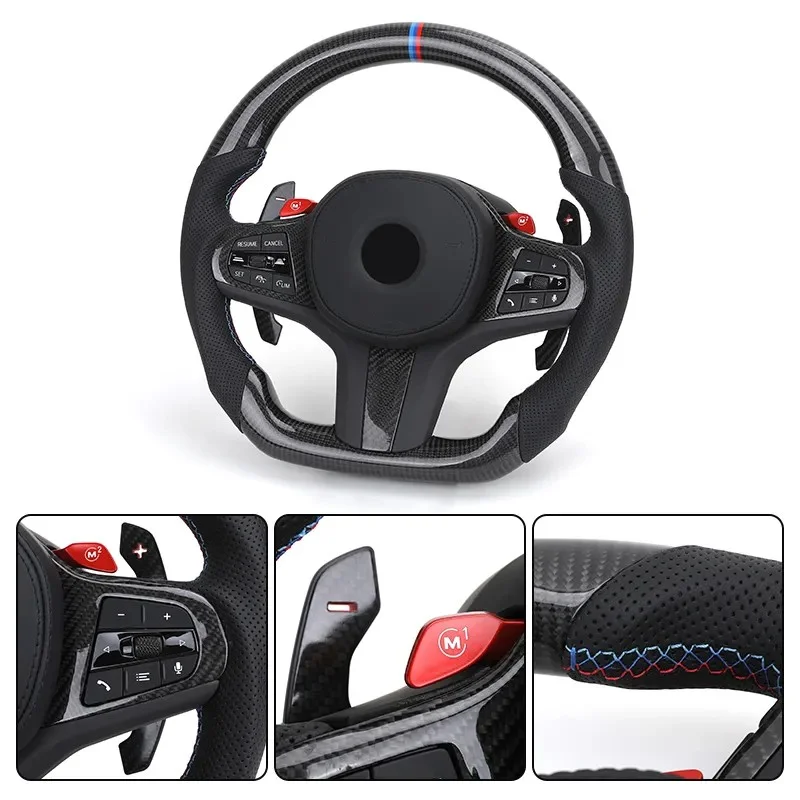 Углеродное рулевое колесо с кнопкой M1 м2 для BMW 3 серии G30 G31 M5 X3 G01 G20 M4 G82 G80 M340i G11 G12