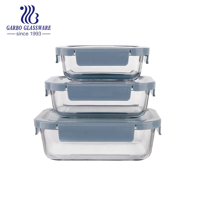 factory glass food storage container with bamboo lid Fruit Square Salad Vegetable Bowl glass lunch box borosilicate Bento