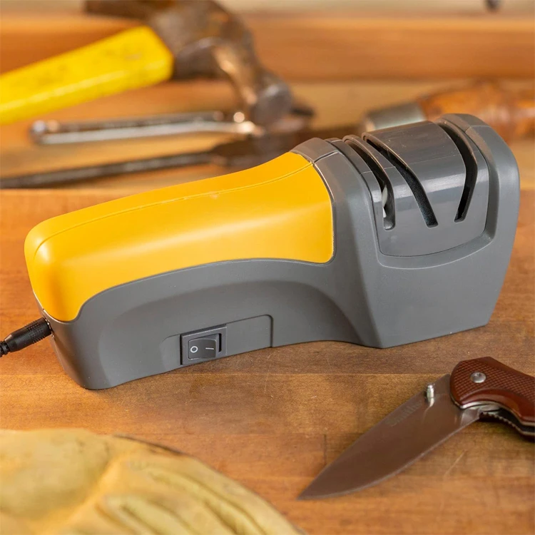 Compact Electric Knife Sharpener Straight Edge 2 Stage Manual Sharpening Blade Guide Outdoor Kitchen Pocket Filet Knives