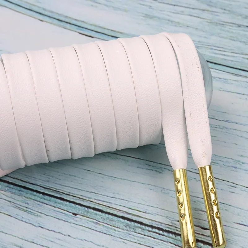 Leather flat 7 mm width 60-180cm pu leather shoe laces 16 colors flat fashion shoelaces for sneakers