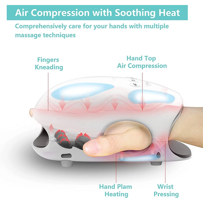 Rechargeable Kneading Hand Massager with Heat   Air Compression Cordless Electric Hand Massager