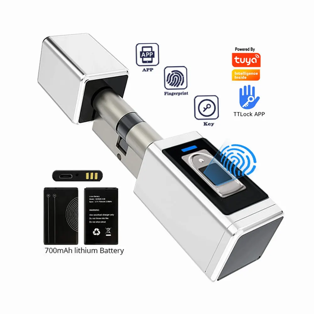 High Security Automatic Electronic Smart Euro Lock Cylinder Fingerprint with Tuya or ttlock APP C36D