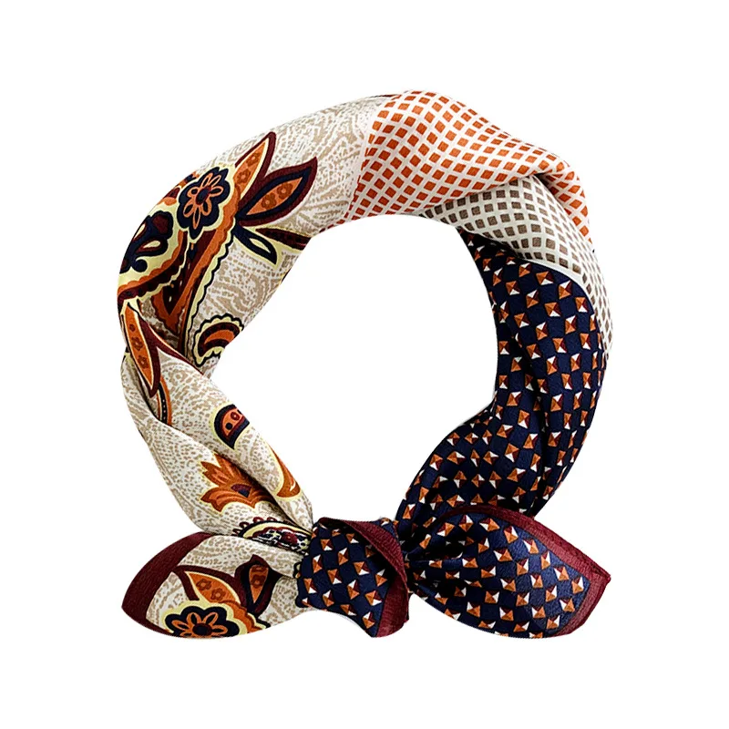20.8inch designer flower 100% silk Neckerchief Handbag Hair neck Bracelet uniform square scarf