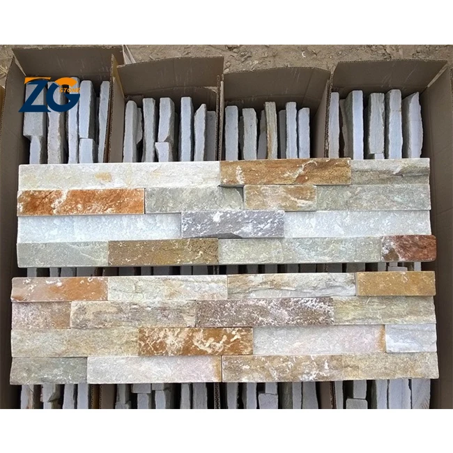 ZGSTONE наружный Декоративный шпон натуральный сланцевый культурный камень для камина и внешней ржавой черной облицовки стеновой панели