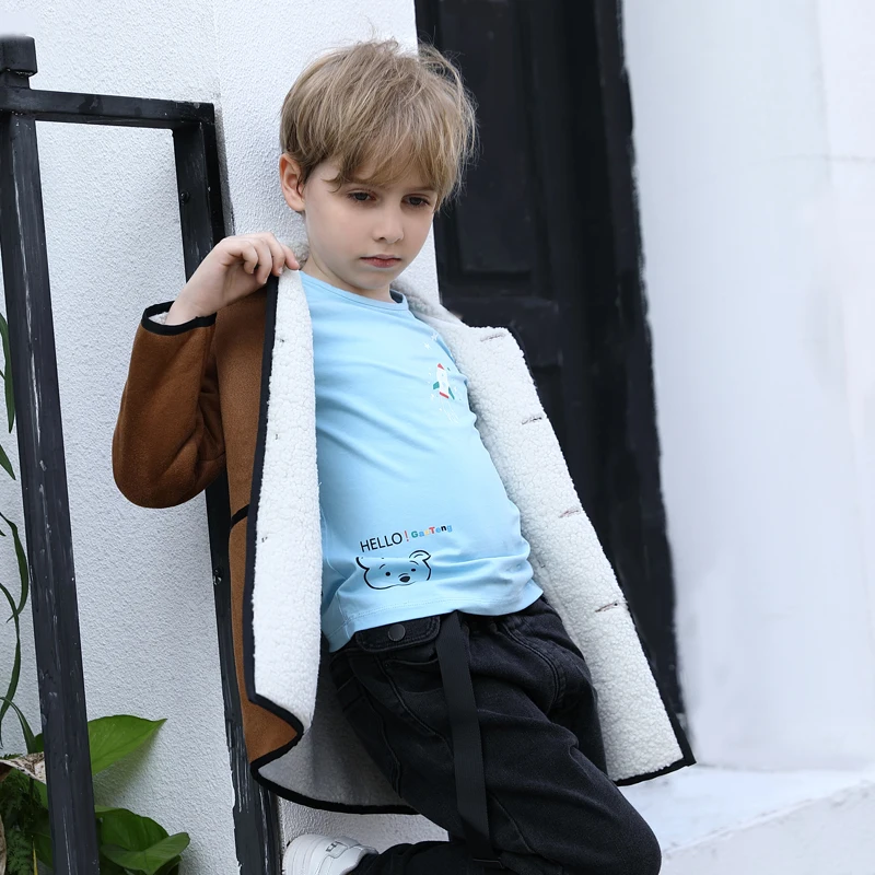 2025 New Arrivals Winter Boys Coat&Outwear Jackets For Kids Fur Fleece Thick Coat Jacket With Fur Collar Kids Faux Fur Jacket