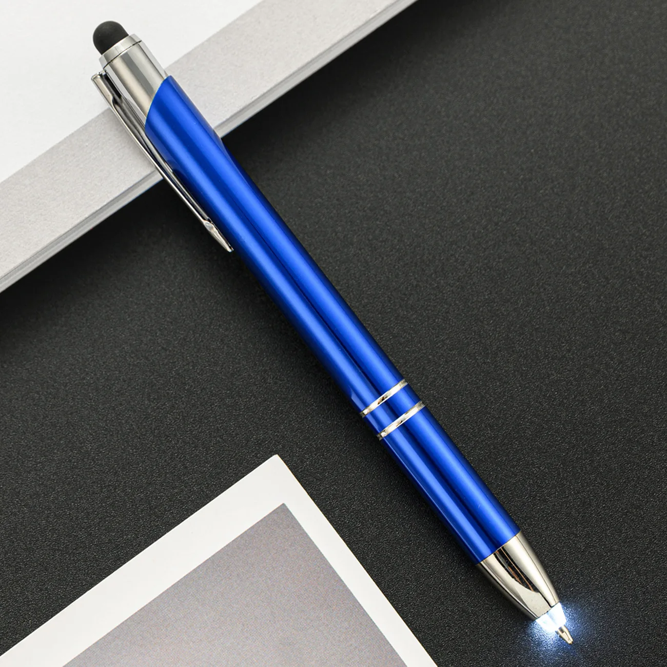Classic  Metal Pen With Light Led Tip And Stylus Ballpoint Pen Write In Dark Pen