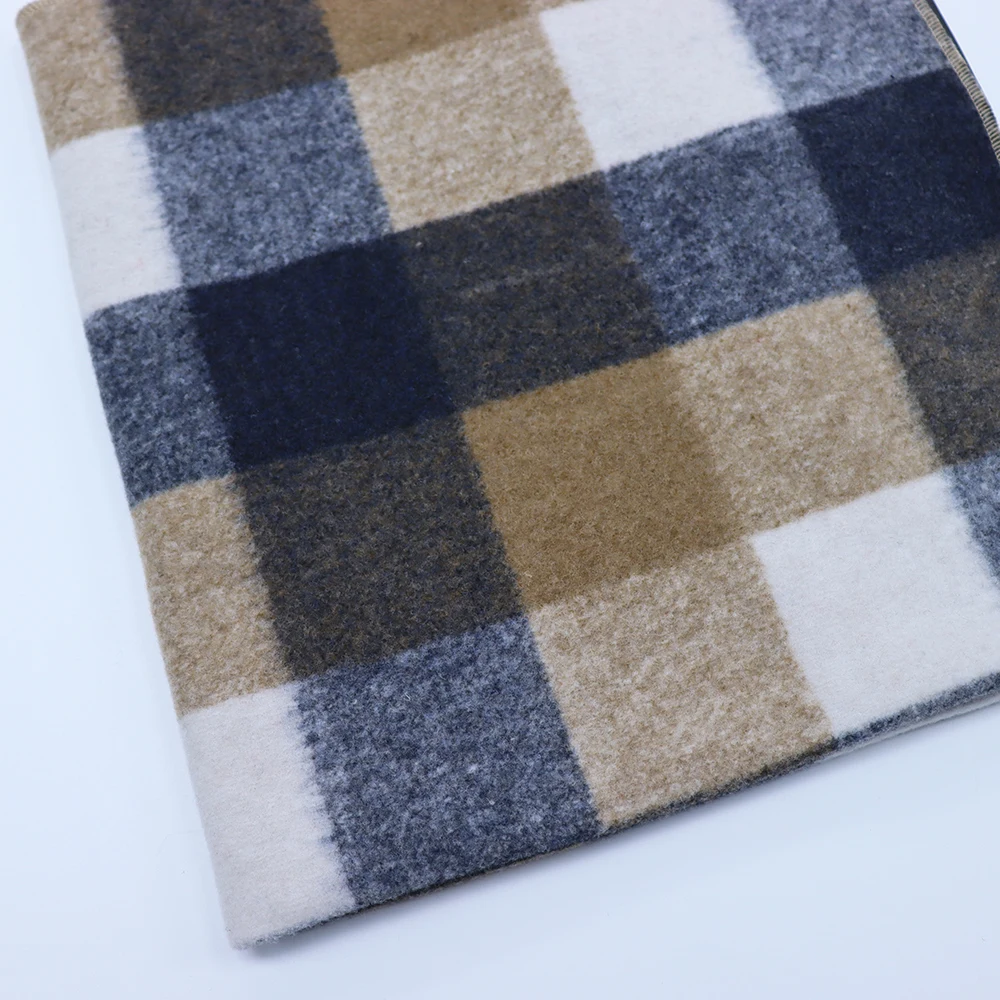 multicolor tweed fabric grid winter wind proof thick woven tweed woolen fabric for coats