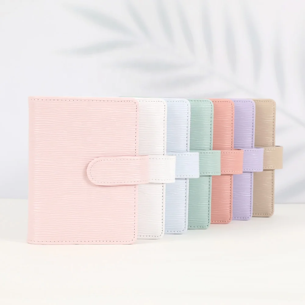 Hongbo Top Gift 19-Color Embossed Saffiano Epi Leather A7 Gold Ring Cash Budget Binder Organizer with Cash Envelope Available