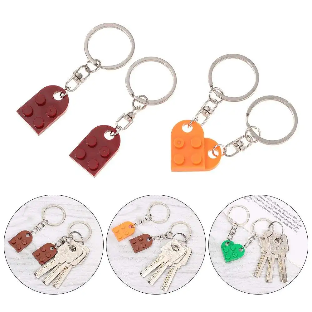 K007 Cute Love Heart Brick Keychain Couples Keychain Best Friendship for Women Men Separable Key Ring Jewelry Gifts