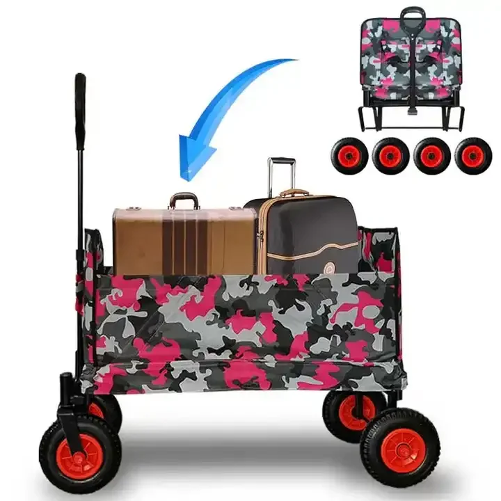 Folding Beach Trolley Foldable Pneumatic Wheels Camping Cart 80 Kg Beach Trolley