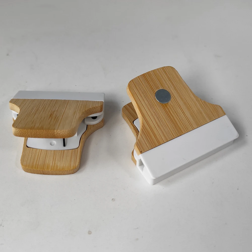2025 new products eco-friendly custom logo magnet paper clips magnetic bamboo clip for business corporate gift