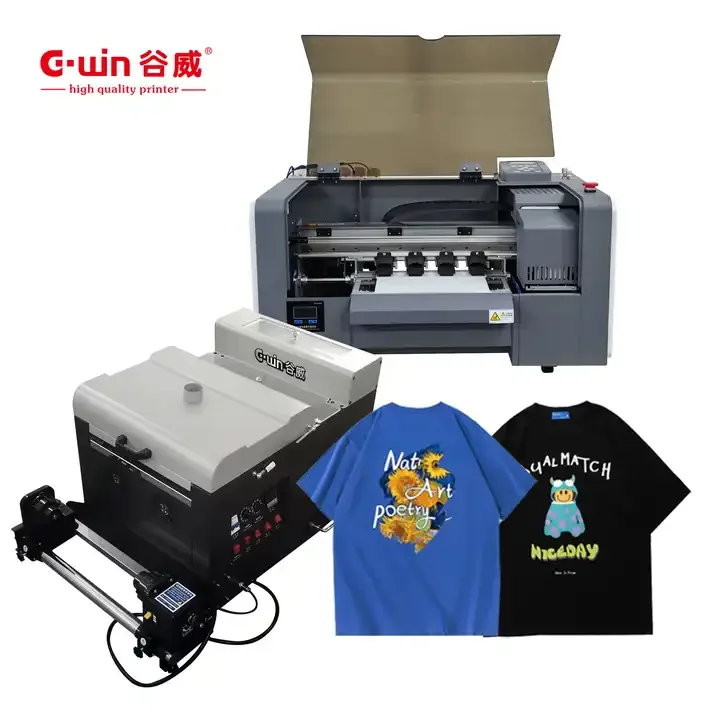 Gwin 7 Colors XP600 Dual head T-Shirt Printing Machine 30cm A3 DTF Printer with Powder Shaker and Dryer