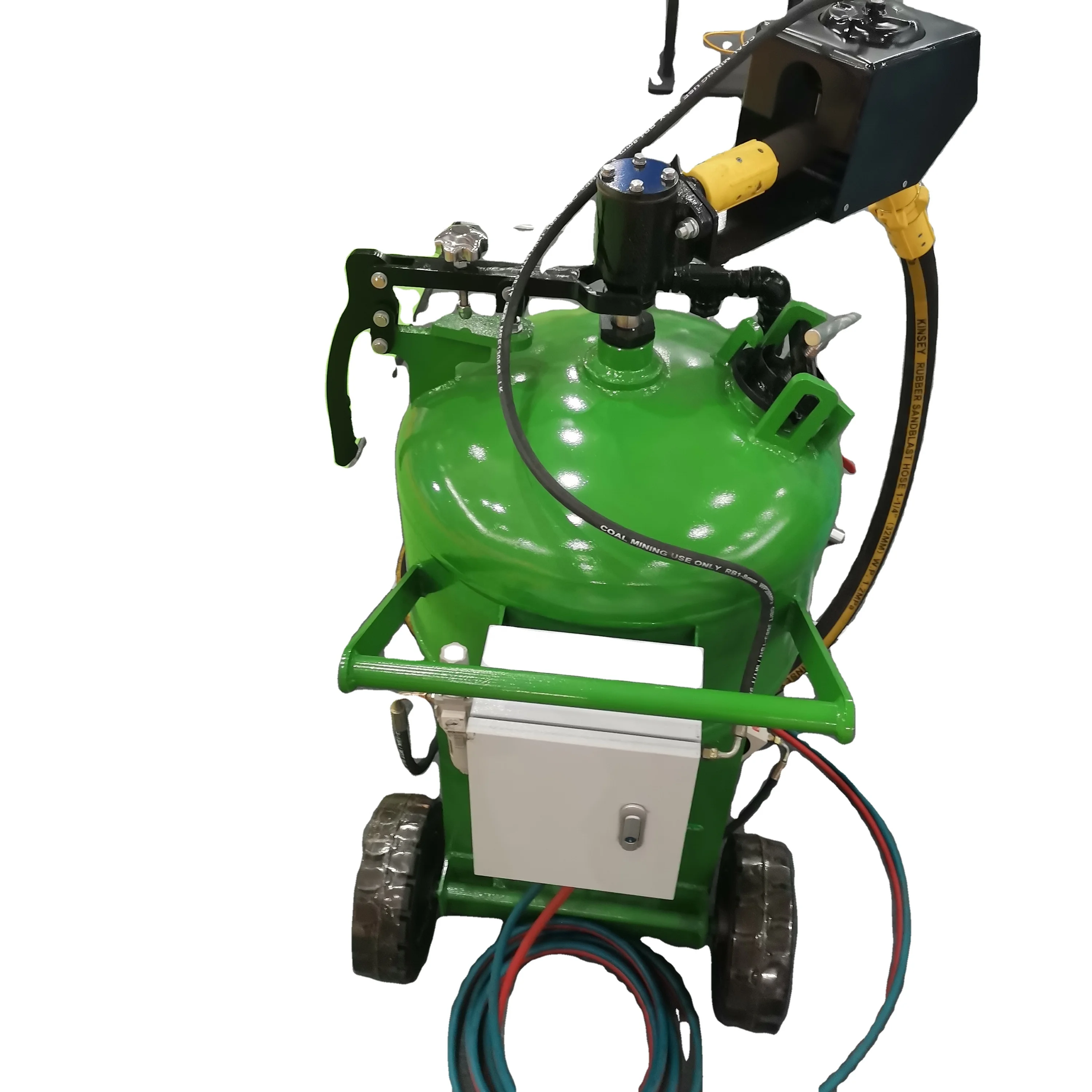 Wet bead blasting machine for paint off concrete block wall