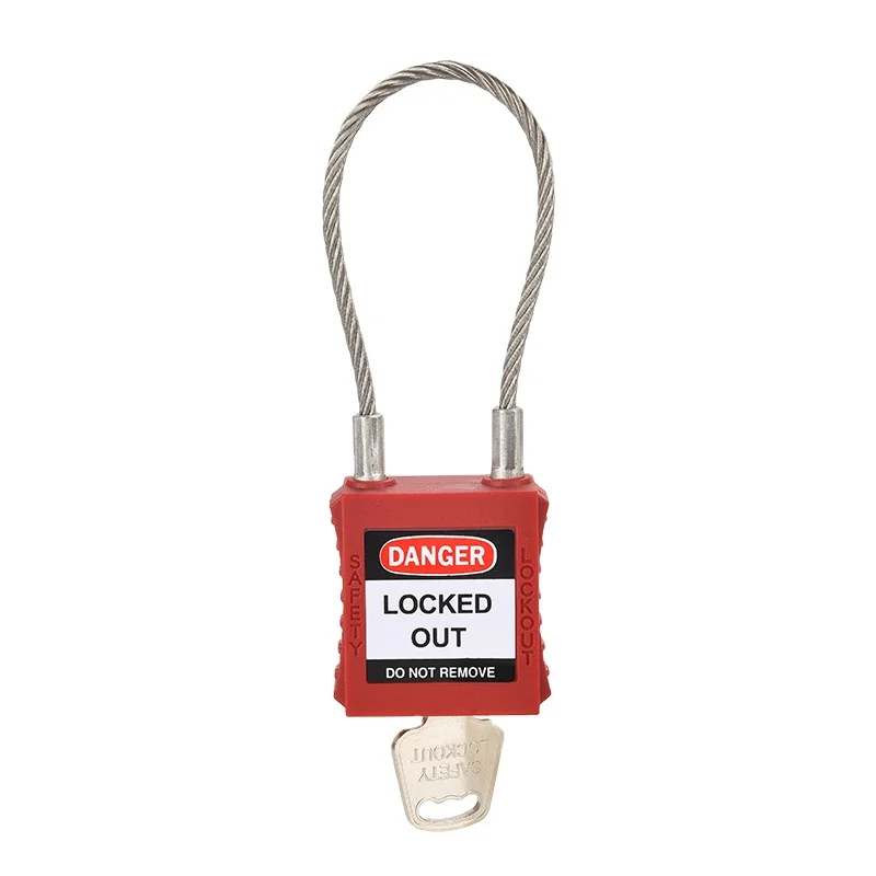Elecpopular Master Keyed safety cable padlock with Custom laser coding and label for Industrial lockout-tagout cable padlock