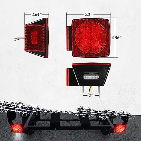 Aurora Square LED Trailer Lights 12V 24V Red LED Tail Light Brake Running Light Lamp for Truck Boat Marine Camper RV Snowmobile