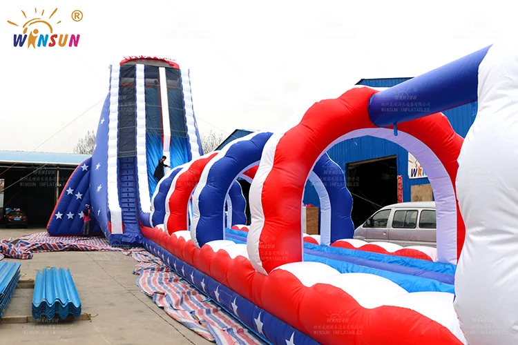 Amusement Outdoor Giant Customize Inflatable Water Slide American flag giant slide