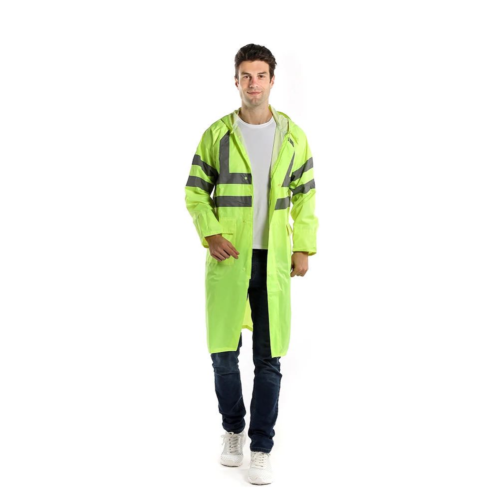 Hot sale high visibility safety rainsuit rainwear waterproof raincoat with reflective tape police raincoat