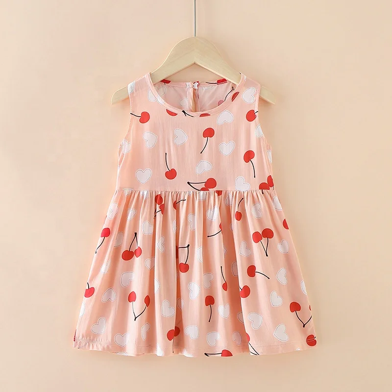 summer cheap cute print colorful newborn fancy party sleeveless baby girl dresses for 1 year kids
