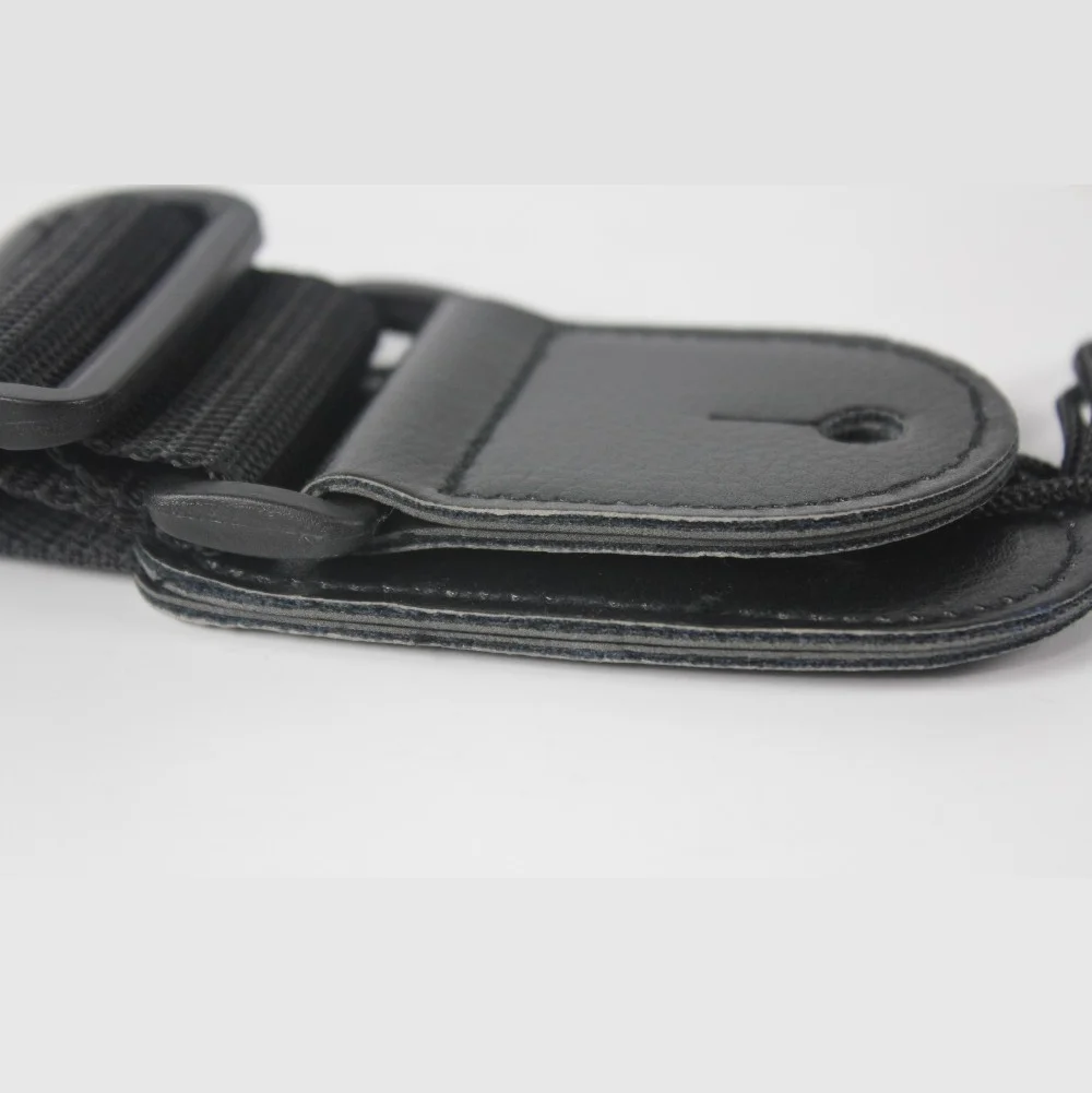 Comfortable Adjustable Belt Woven Cotton Guitar Strap with Leather Ends