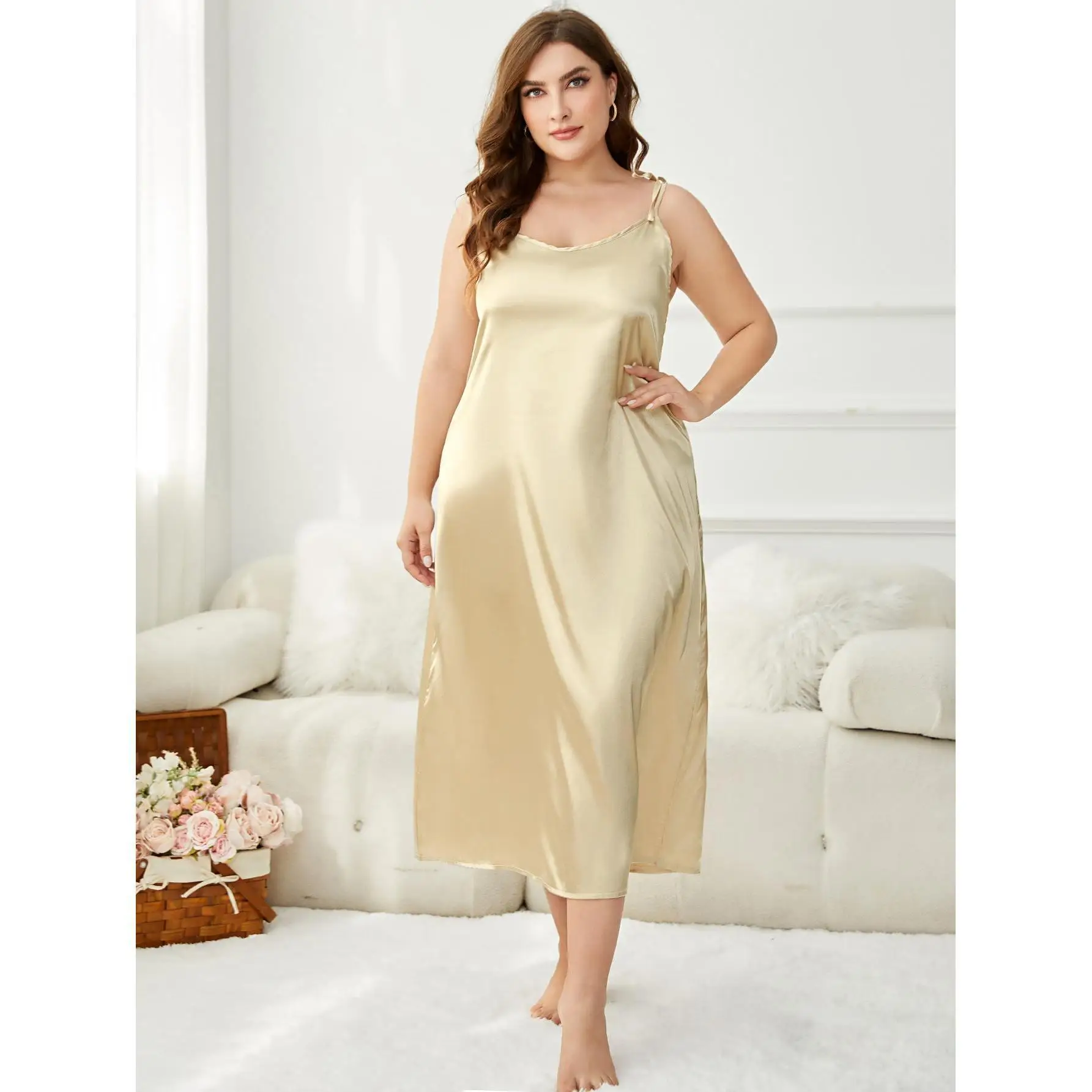 Trending Products 2023 New Arrivals Women Sexy Comfortable Women Satin sleep singlet Tencel Camisole And Tap Pant