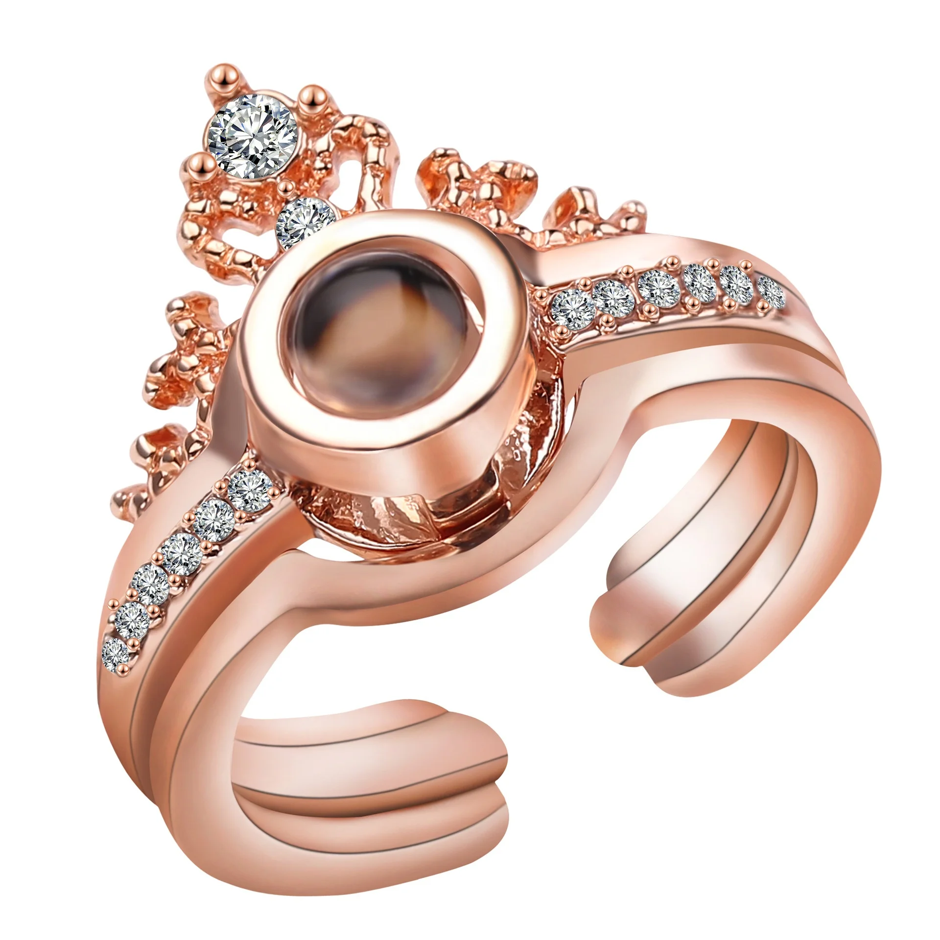 100 I Love You word Crown Ring 2-in-1 Crown Ring Memory Confession Removable