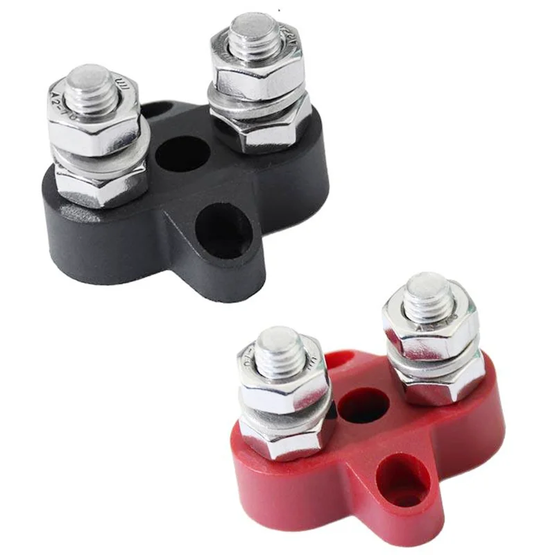 Stud M6  Dual Negative Positive Terminal Block Stainless Steel Wire Screw Terminal Bar RV For Boat